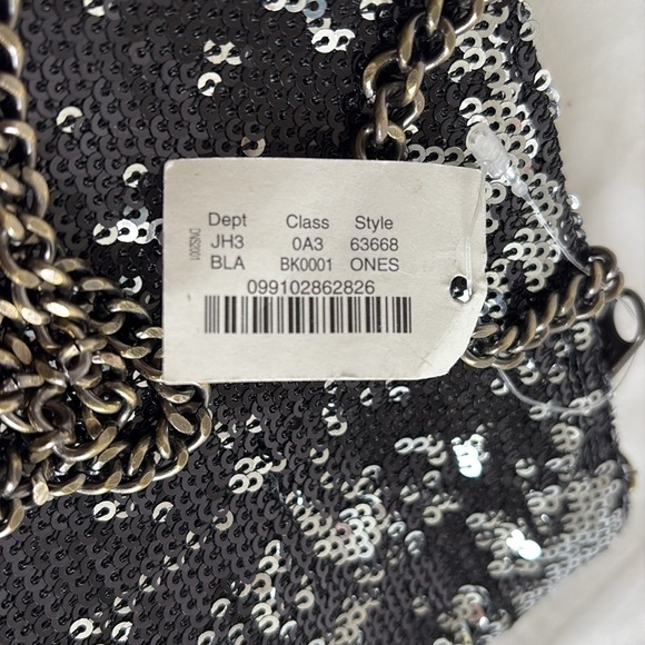 J. CREW Factory Black Silver Sequins Chain Strap Crossbody Sparkly Elegant Bag - Picture 11 of 16